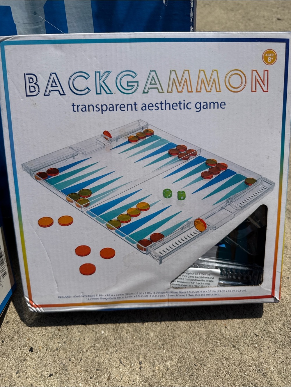 Transparent Aesthetic Backgammon Game - Clear with Blue Accents